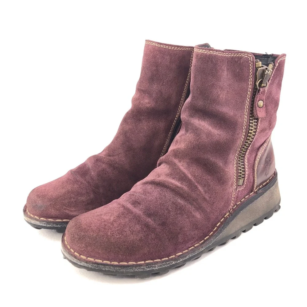 Fly London Marl Purple Suede Ankle Boots EUR 39